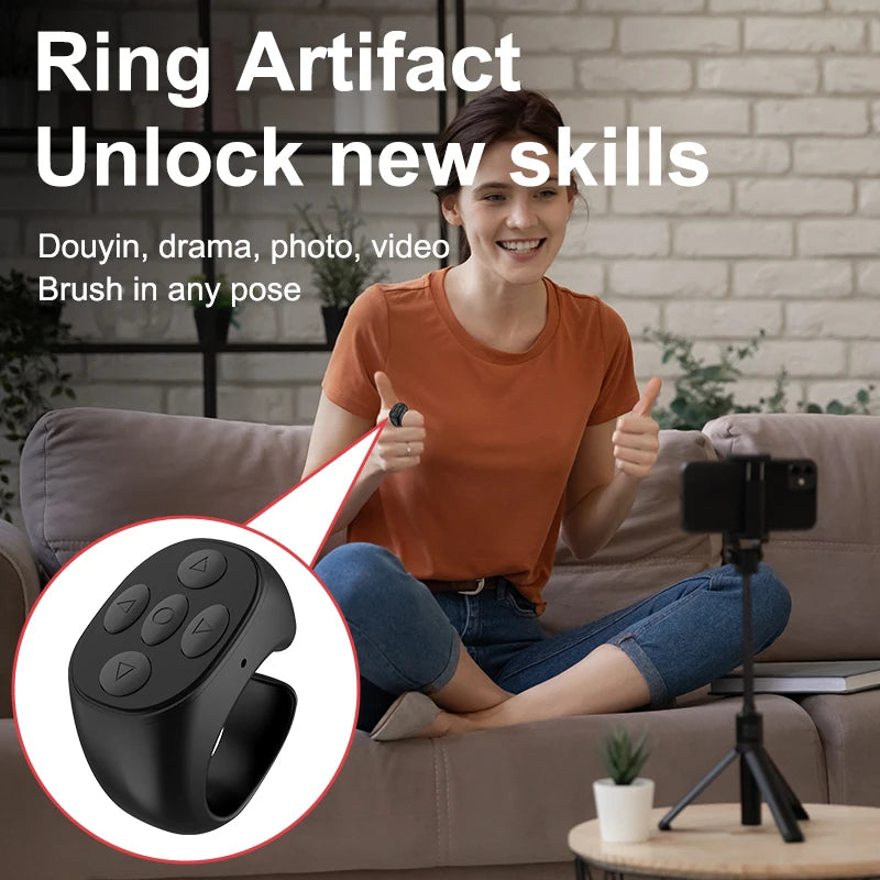 Wireless Bluetooth Mobile Selfie Lazy Artifac Tiktok Remote Control Ring Mobile Phone Bluetooth Controller T for Xiaomi Apple