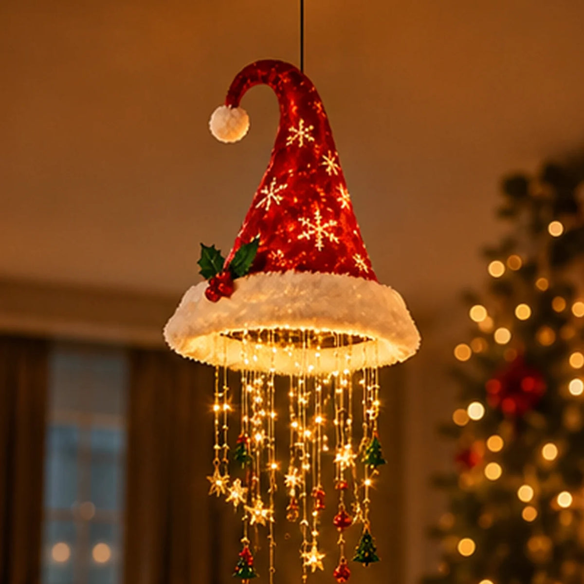 Christmas Lighted Santa Hat Chandelier