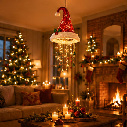 Christmas Lighted Santa Hat Chandelier