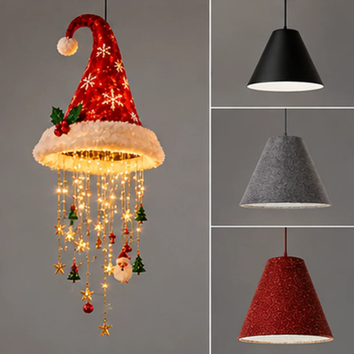 Christmas Lighted Santa Hat Chandelier