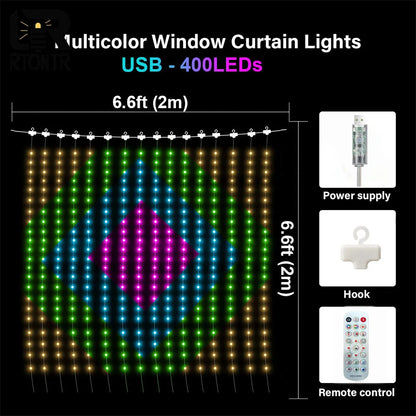 Smart LED Curtain String Lights  for Christmas