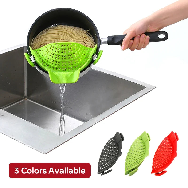 Universal Silicone Clip on Pan Pot Strainer